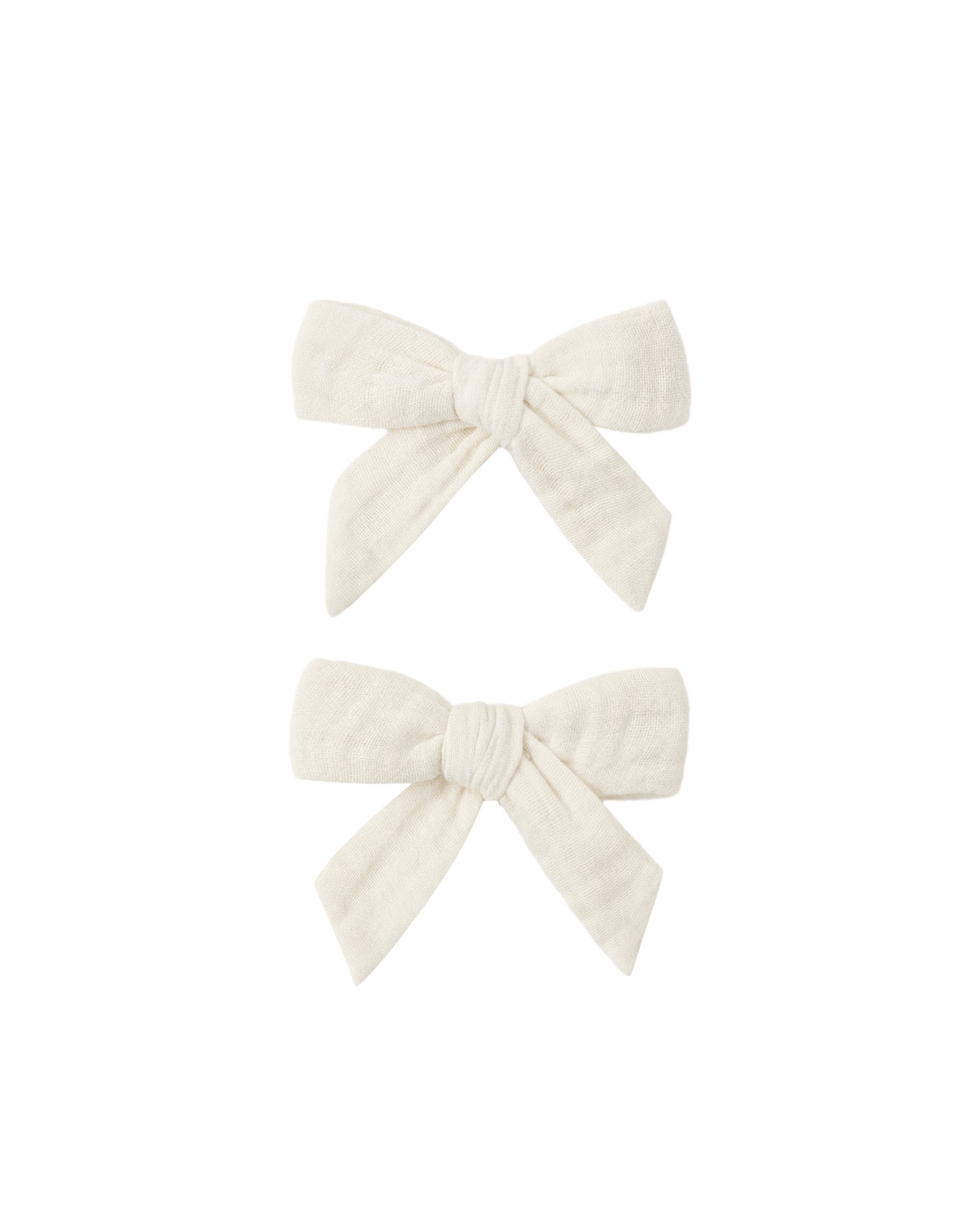 Set of 2 natural bows by Rylee & Cru, showcasing soft fabric and elegant design perfect for hair accessories.
