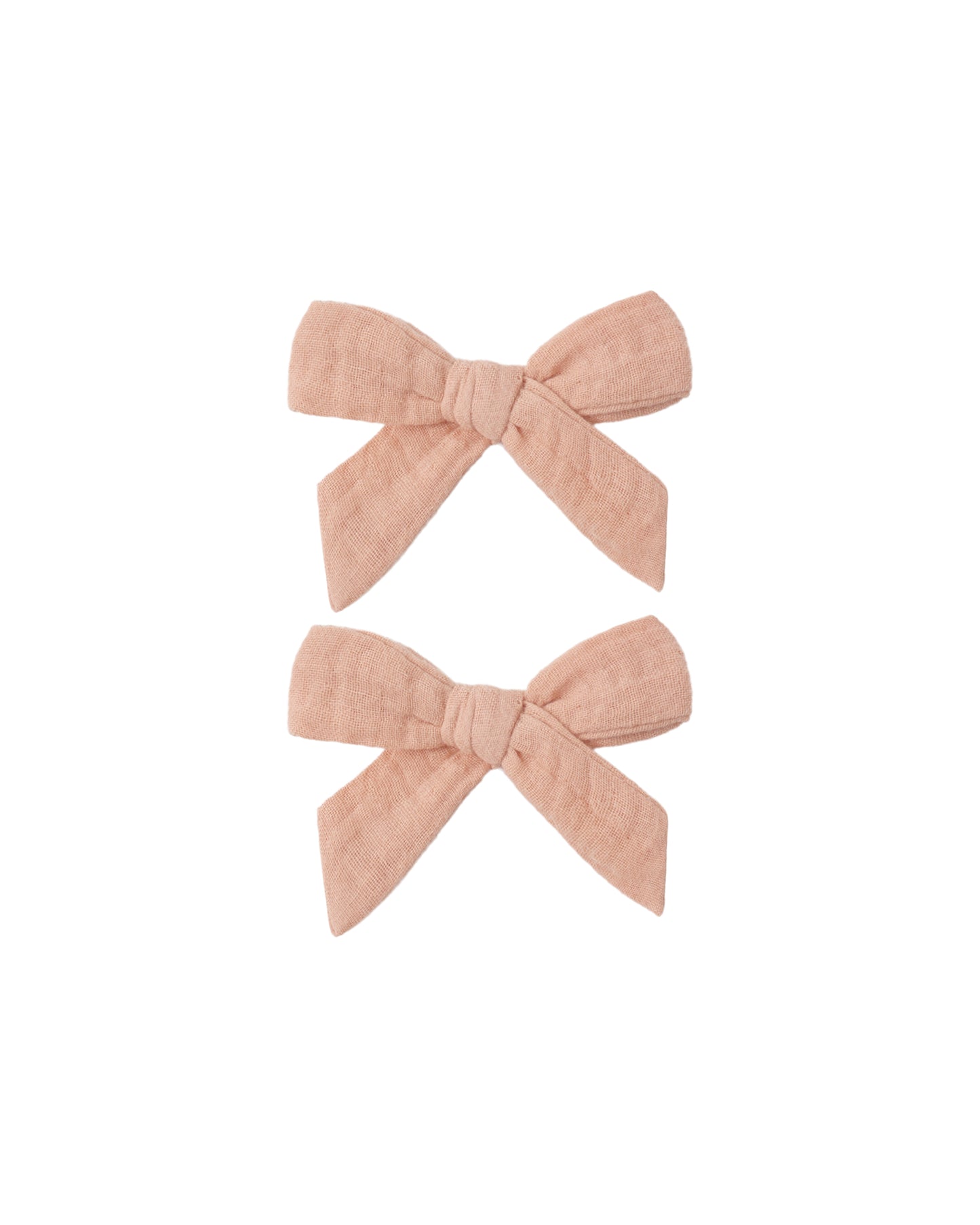 Set of 2 Melon Bows by Rylee & Cru, featuring soft fabric and a vibrant melon color for stylish hair accessories.