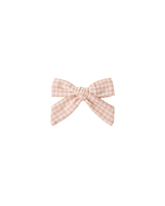 Rylee & Cru Petal Gingham Bow in pink and white fabric with a soft, feminine design, perfect for pet or child accessories.