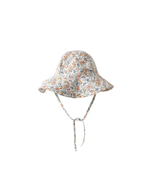 Rylee & Cru Bloom Floppy Swim Hat in ivory with wide brim, lightweight fabric, perfect for sun protection and stylish beachwear.