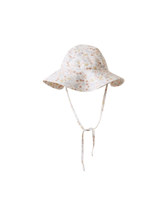 Rylee & Cru ivory summer garden floppy swim hat with wide brim and adjustable chin strap for sun protection and style.