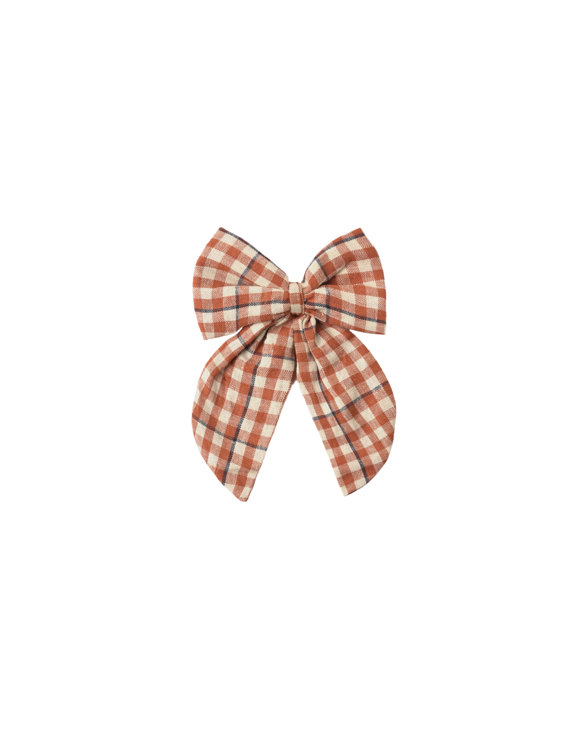 Rylee & Cru Poppy Gingham Oversized Bow in red and white fabric, styled as a large decorative hair accessory for children.