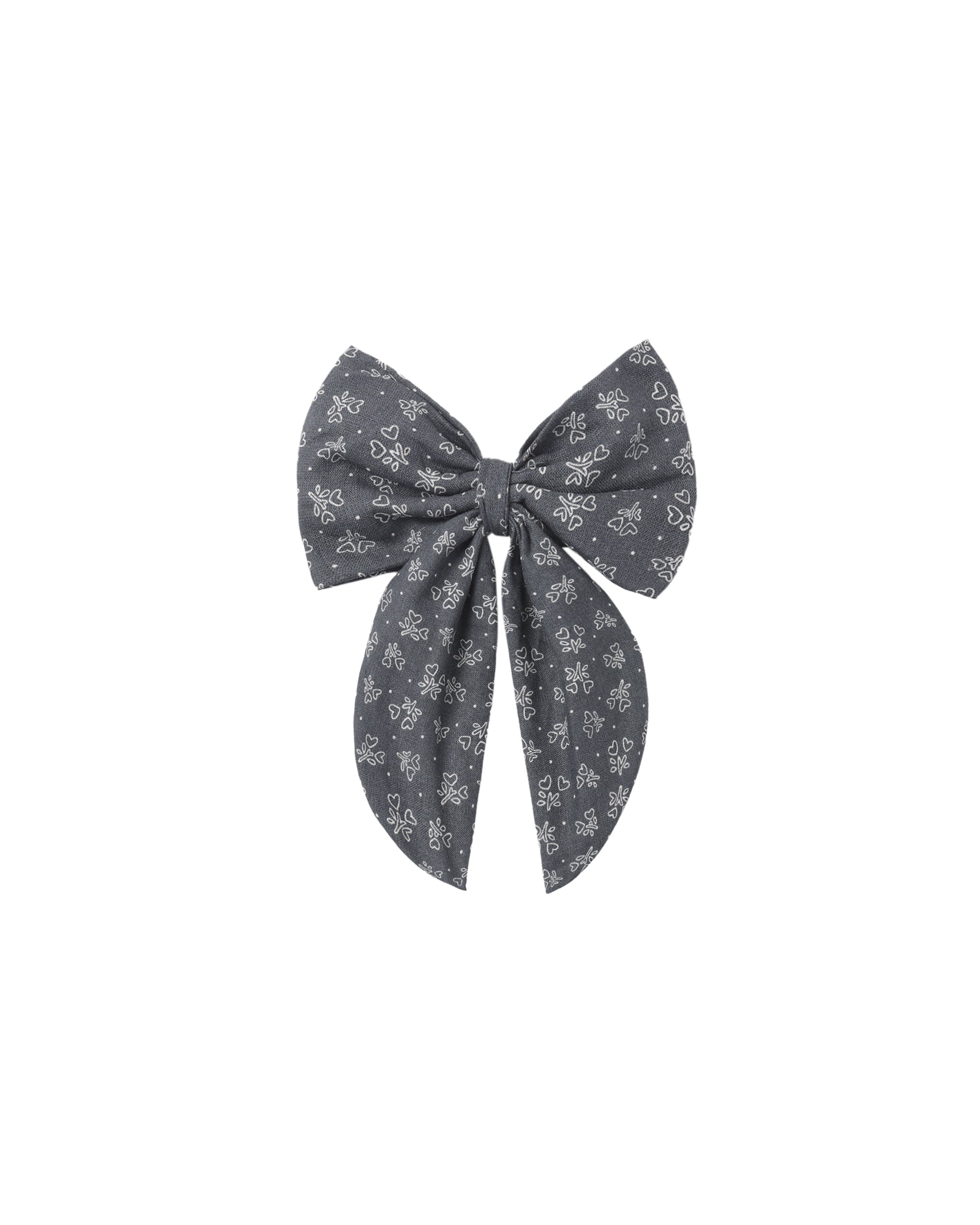 Rylee & Cru Heart Ditsy Oversized Bow in midnight fabric, featuring a large bow design with a charming heart pattern.