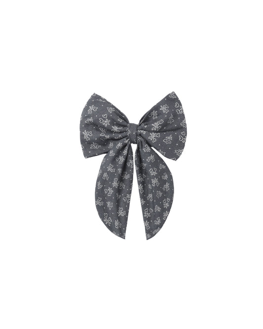 Rylee & Cru Heart Ditsy Oversized Bow in midnight fabric, featuring a large bow design with a charming heart pattern.