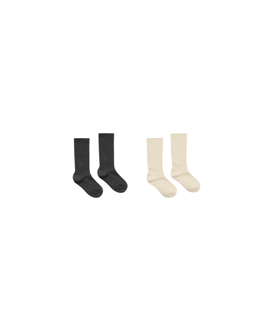 Black & Antique Ribbed Socks