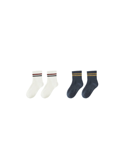 Rylee & Cru - Ivory/Navy Stripe Socks 2-Pack