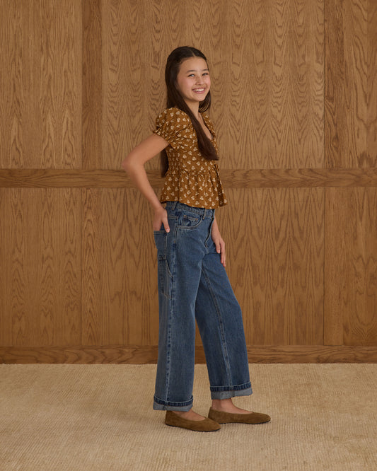 Rylee & Cru - Teen Indigo Denim Baggy Wide Leg Pant