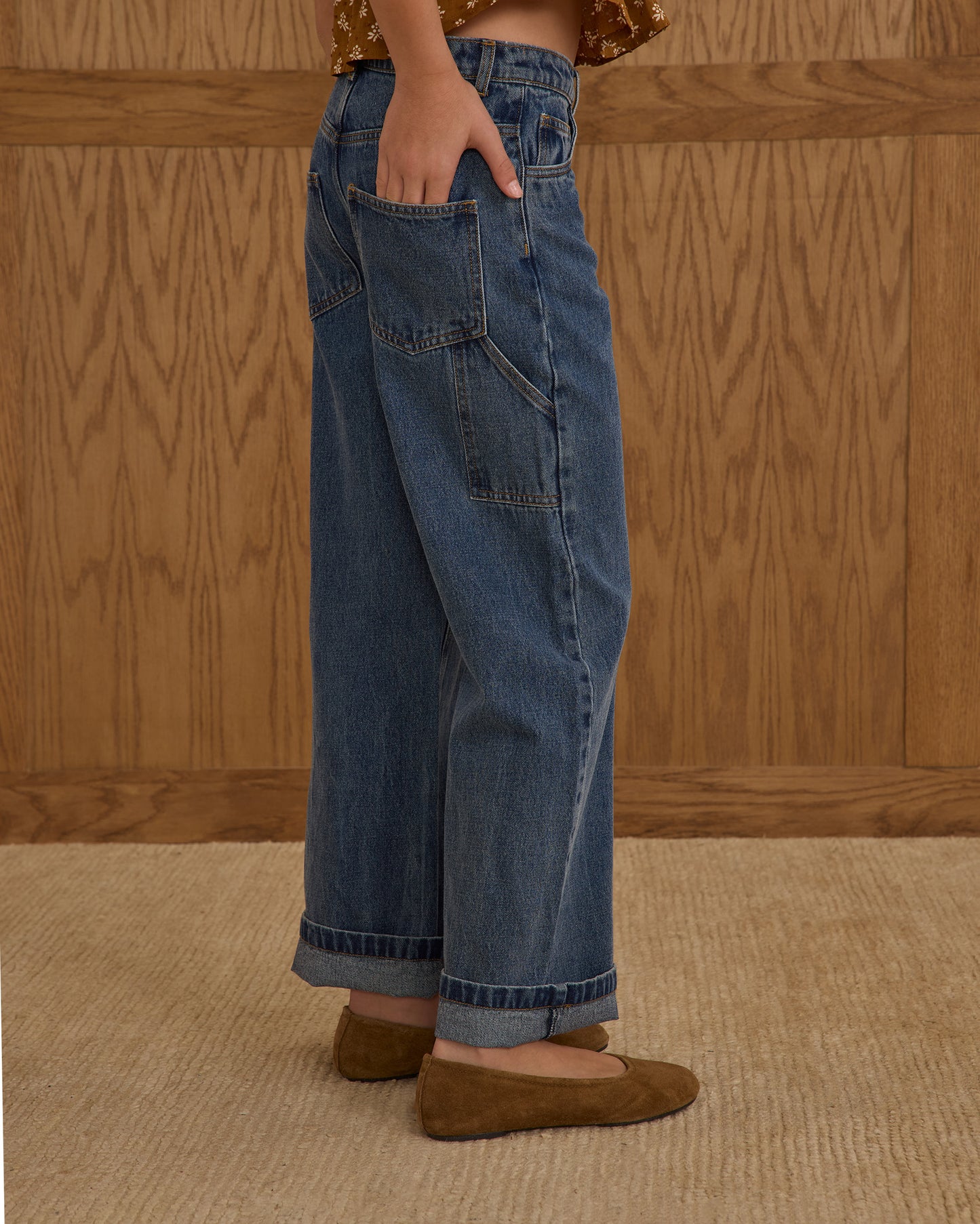 Rylee & Cru - Teen Indigo Denim Baggy Wide Leg Pant