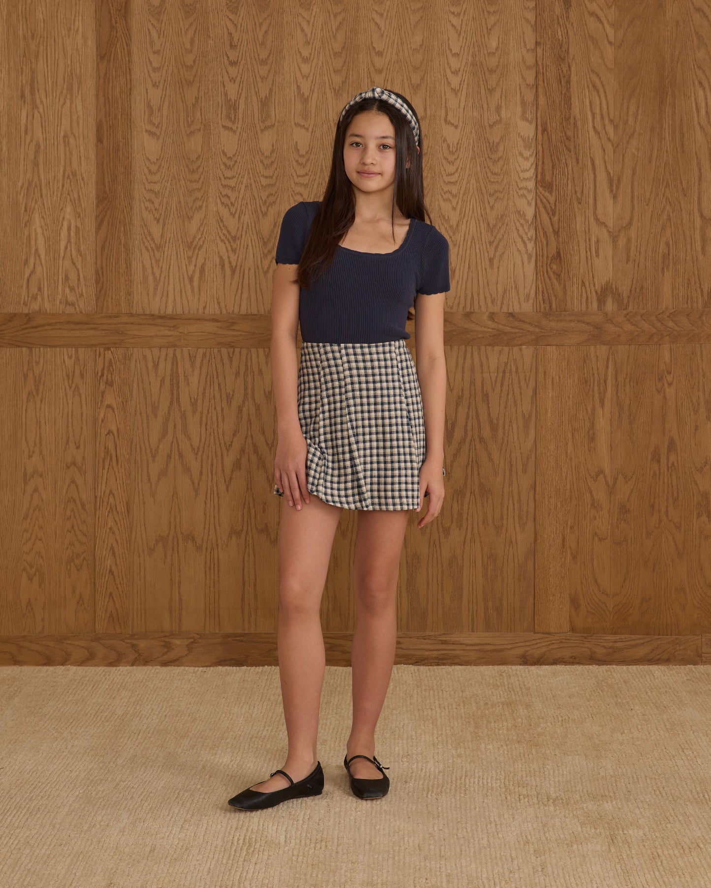 Rylee & Cru - Teen Navy Check Pleated Skirt