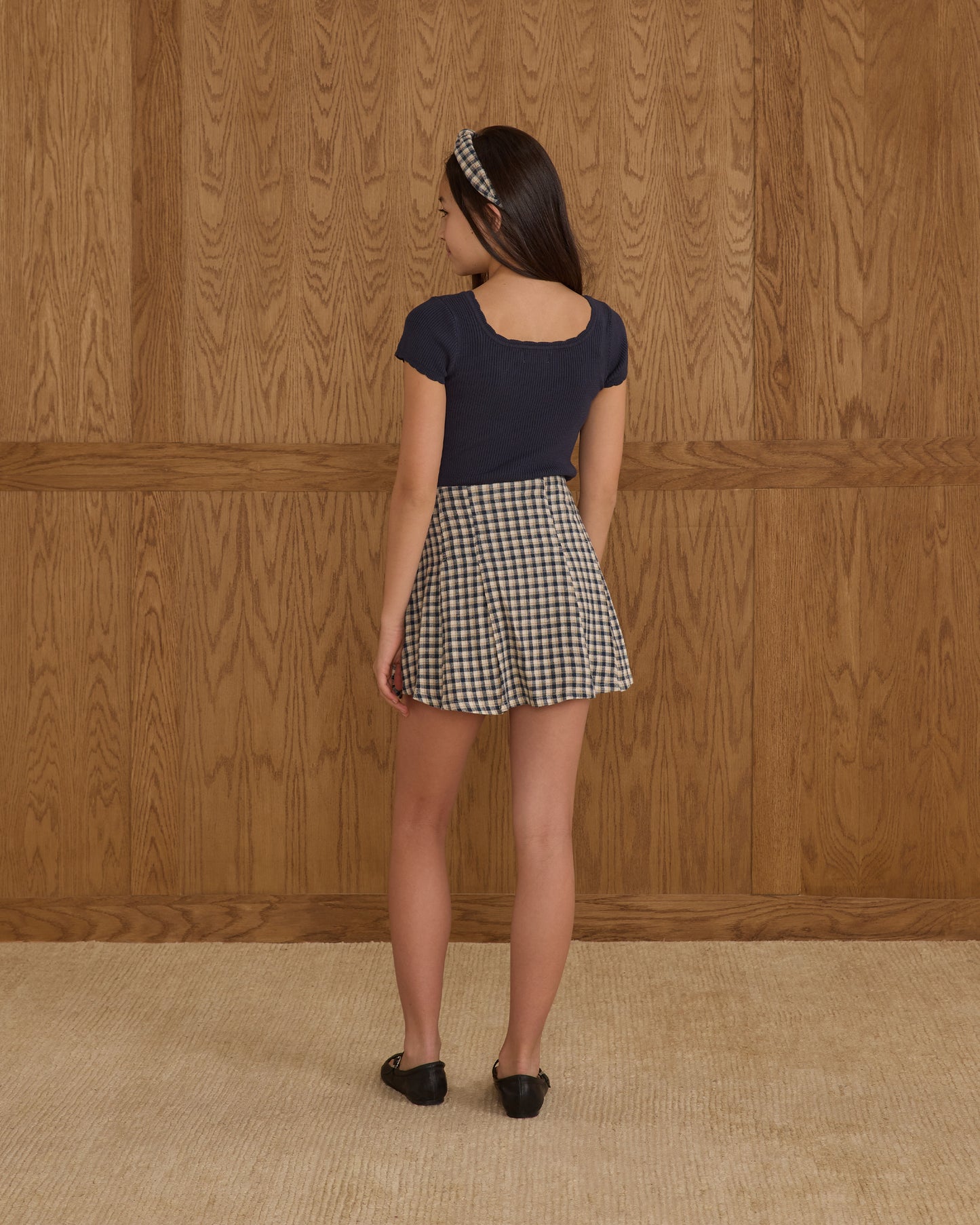 Rylee & Cru - Teen Navy Check Pleated Skirt