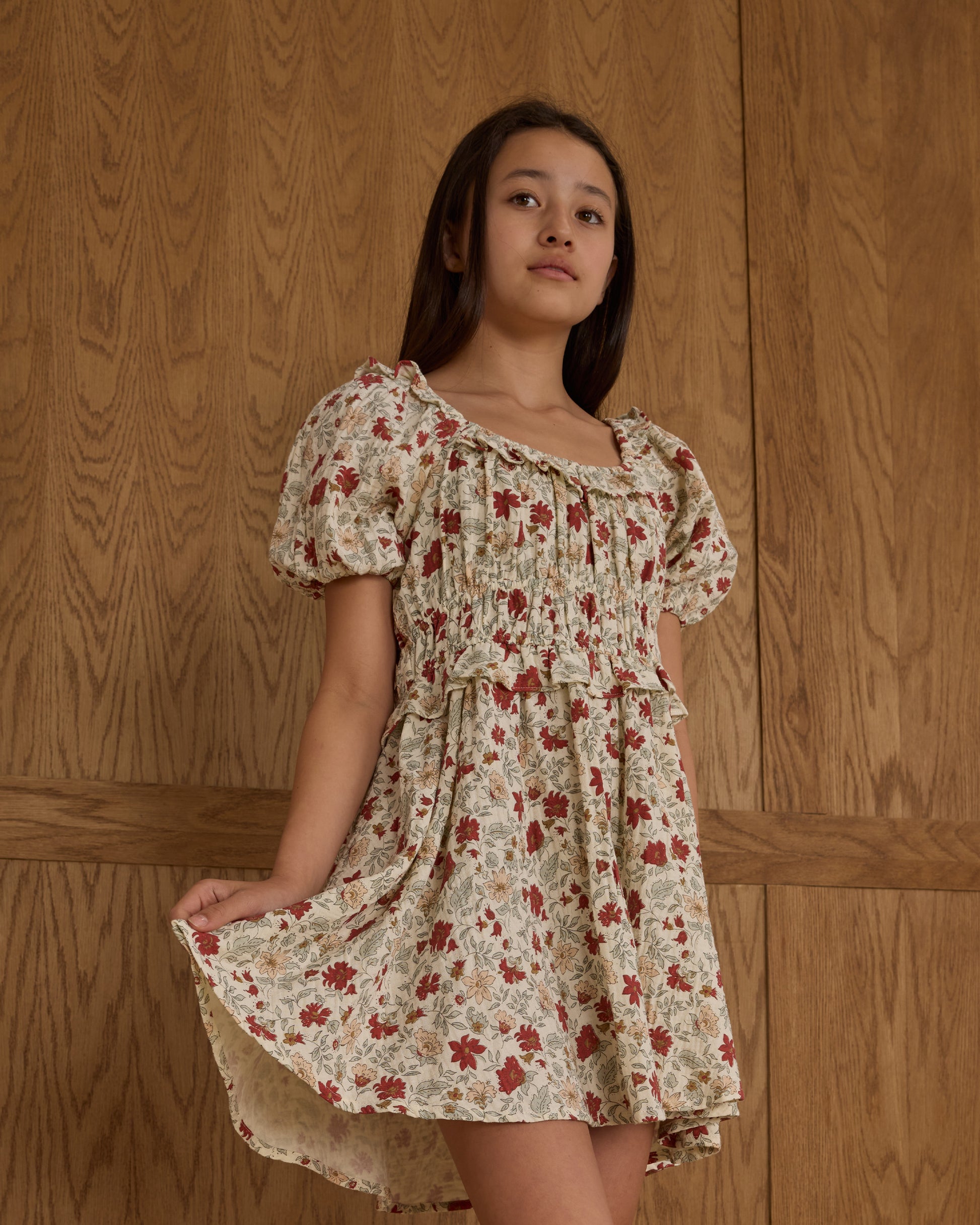 Teen Shayla Dress Holiday Floral, 14Y at Rylee + Cru