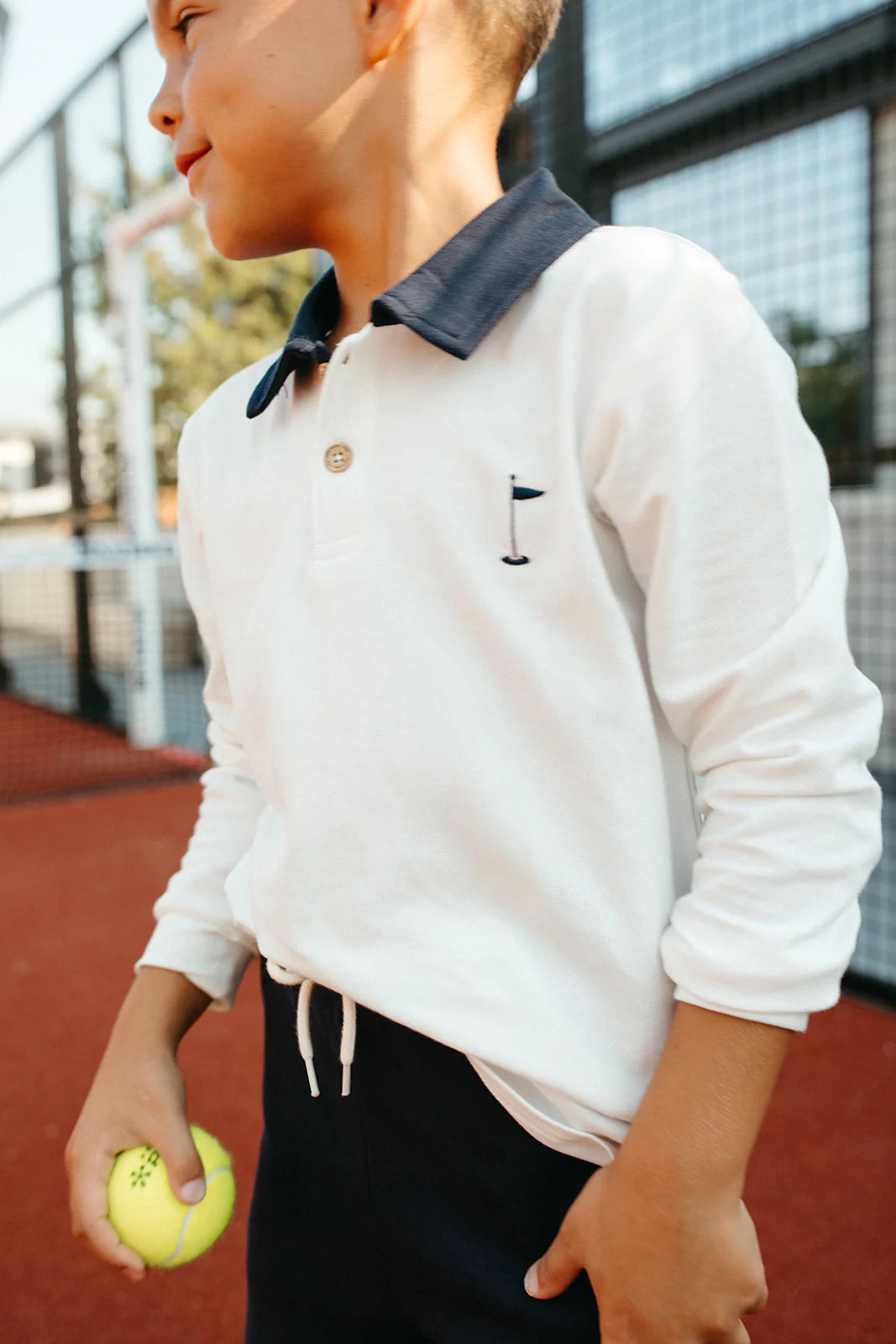Rhodes Long Sleeve Polo - Off White