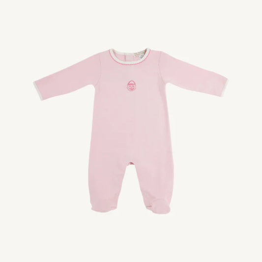 The Beaufort Bonnet Company - Rock Me Romper Palm Beach Pink with Palmetto Pearl & Pumpkin Embroidery