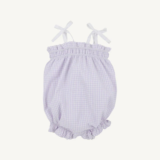 Lauderdale Lavender Gingham with Worth Avenue White Rosey Romper