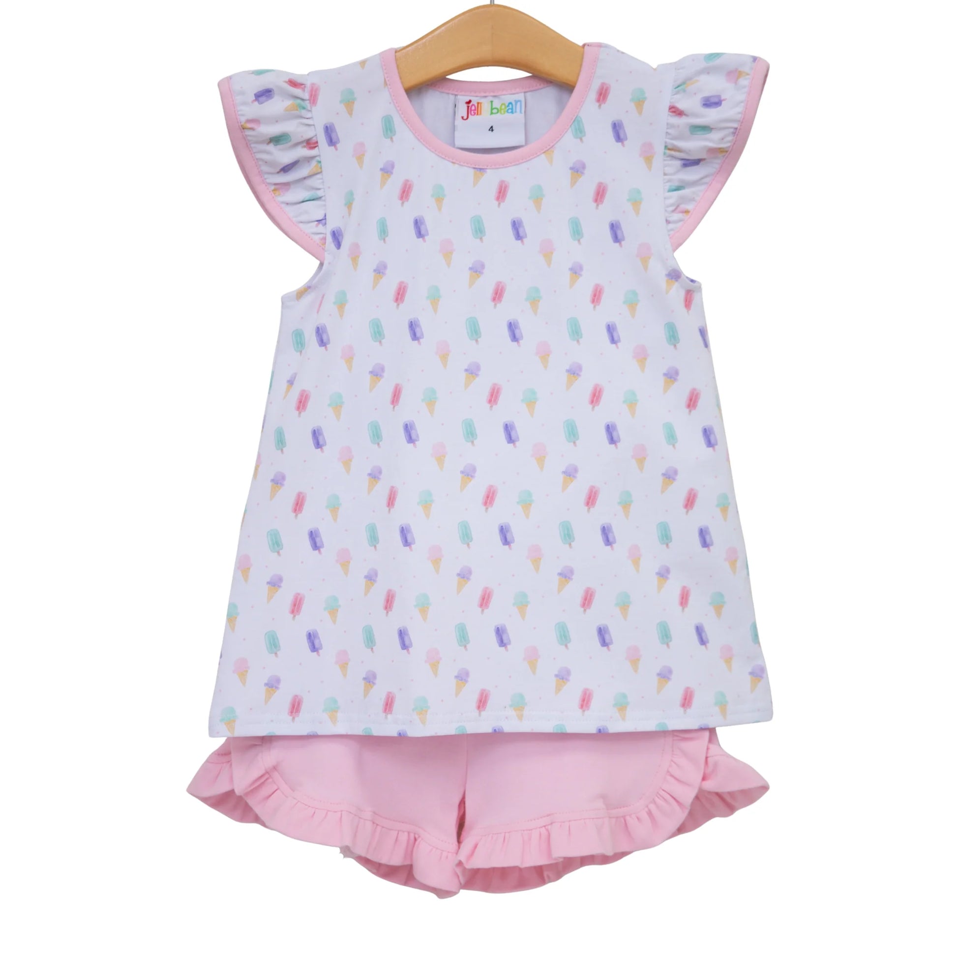 Jellybean Summertime Sweets Flutter Short Set for girls, featuring colorful floral patterns and lightweight fabric.
