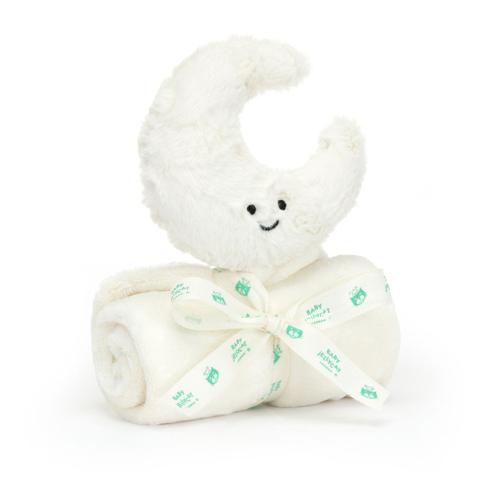 Jellycat Amuseables Moon Soother with soft fabric and gentle moon design, suitable for infants and young children.