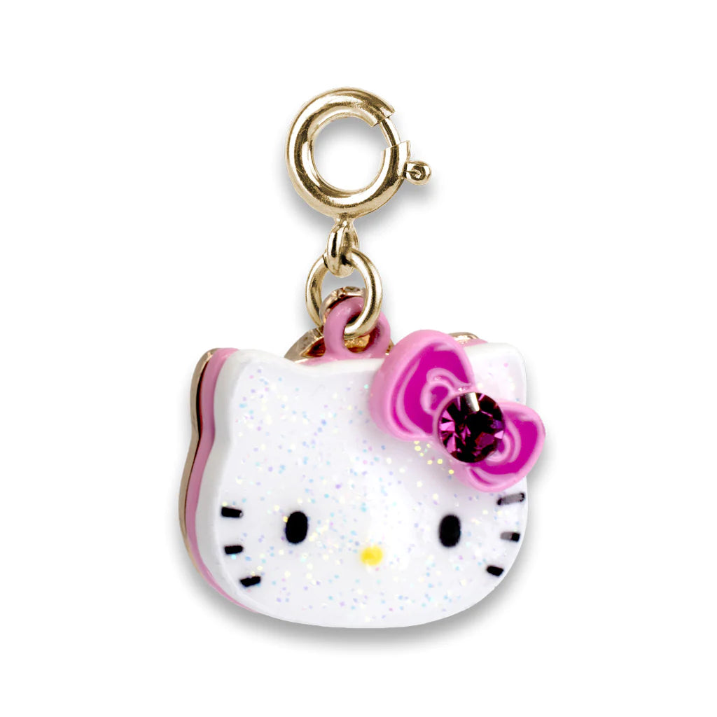 Gold glitter Hello Kitty charm from Charm It! featuring a cute Hello Kitty face with sparkling gold accents.