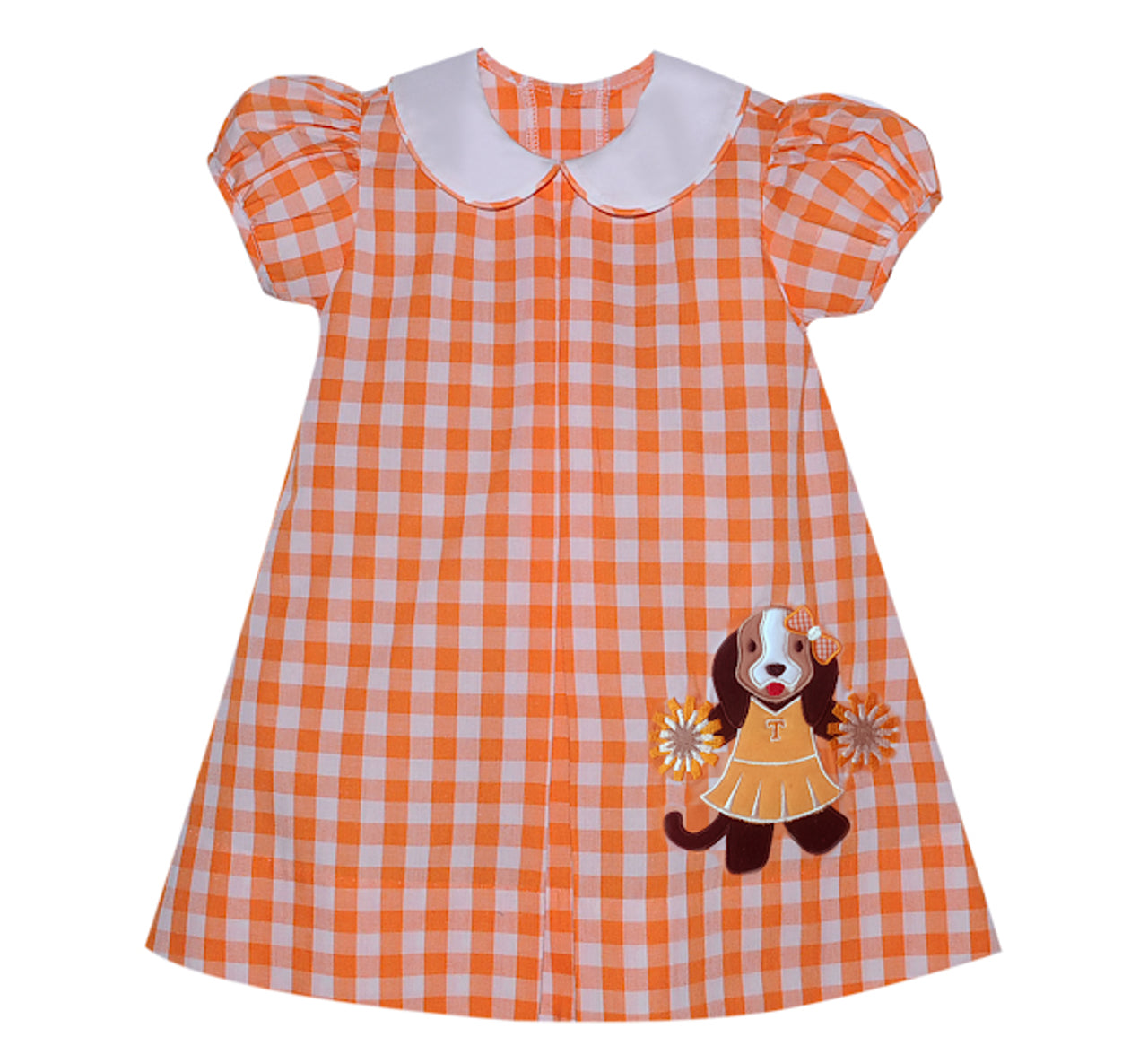 Remember Nguyen - Orange and White Gingham Dress w/ Smokey Appliqué