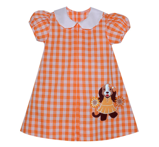 Remember Nguyen - Orange and White Gingham Dress w/ Smokey Appliqué