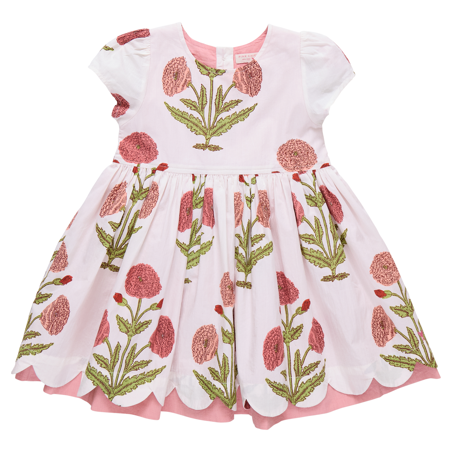 Pink Chicken Rose Dandelion Girls Marisol Dress featuring floral print and ruffled sleeves for a charming and stylish look.