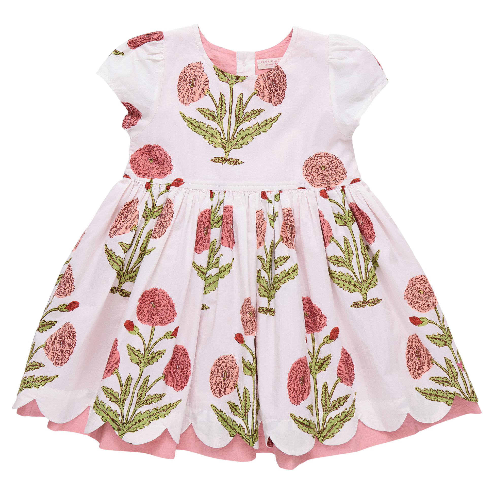 Pink Chicken Rose Dandelion Girls Marisol Dress featuring floral print and ruffled sleeves for a charming and stylish look.