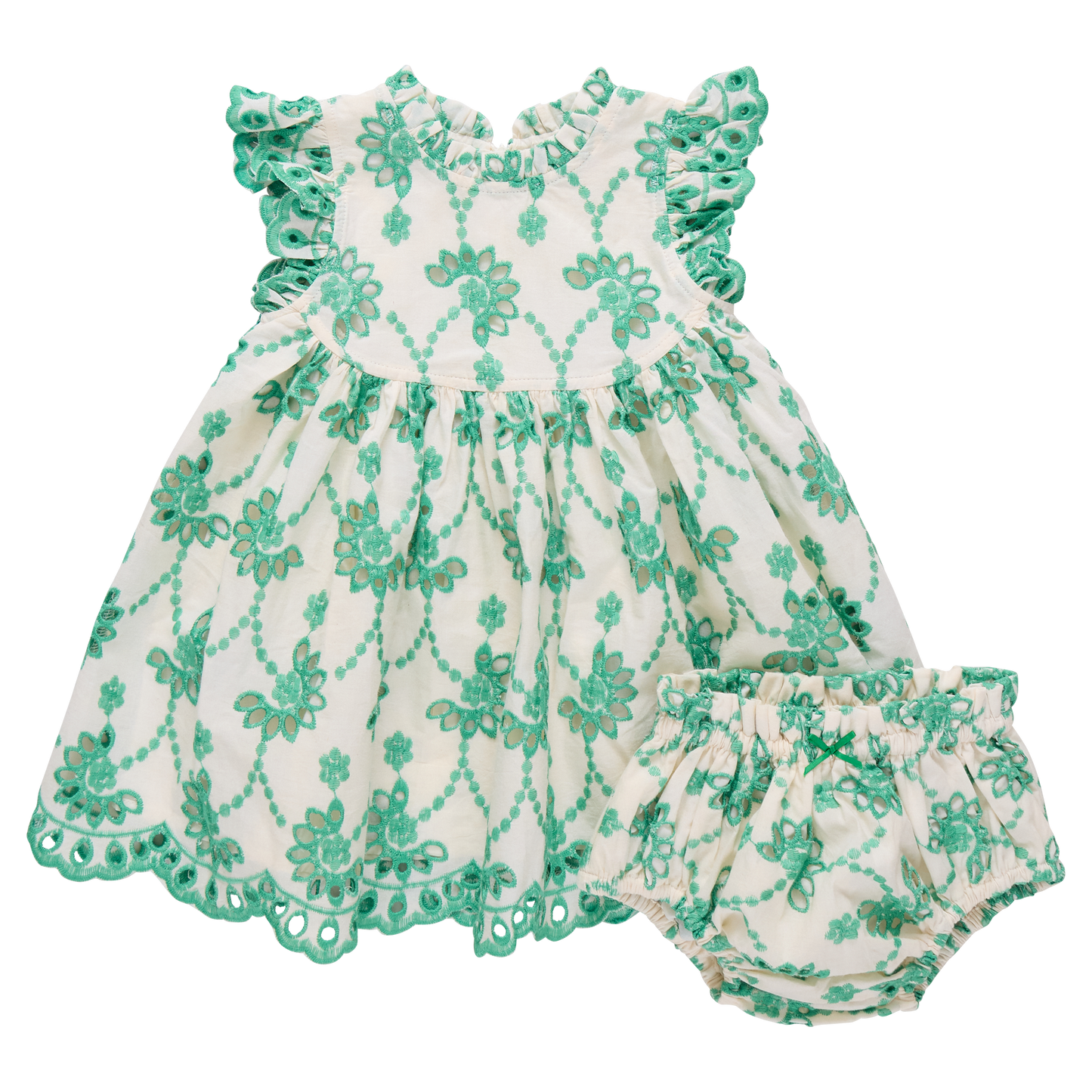 Kelly Green Eyelet Baby Girls Cynthia Dress Set