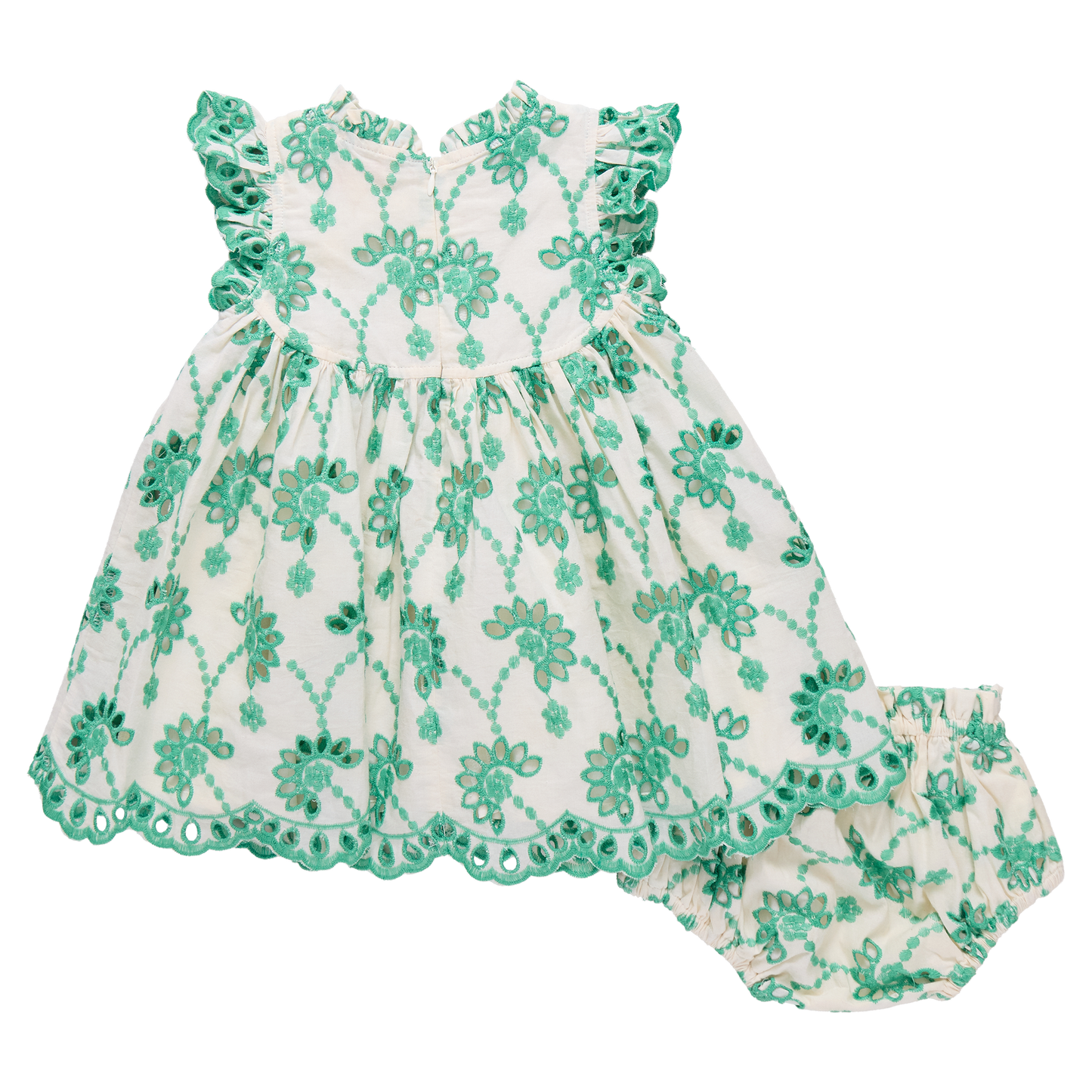 Kelly Green Eyelet Baby Girls Cynthia Dress Set