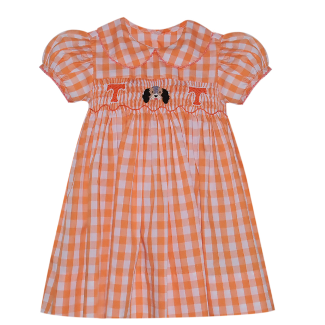 Remember Nguyen - Orange and White Gingham Smocked Smokey and Power T Dress