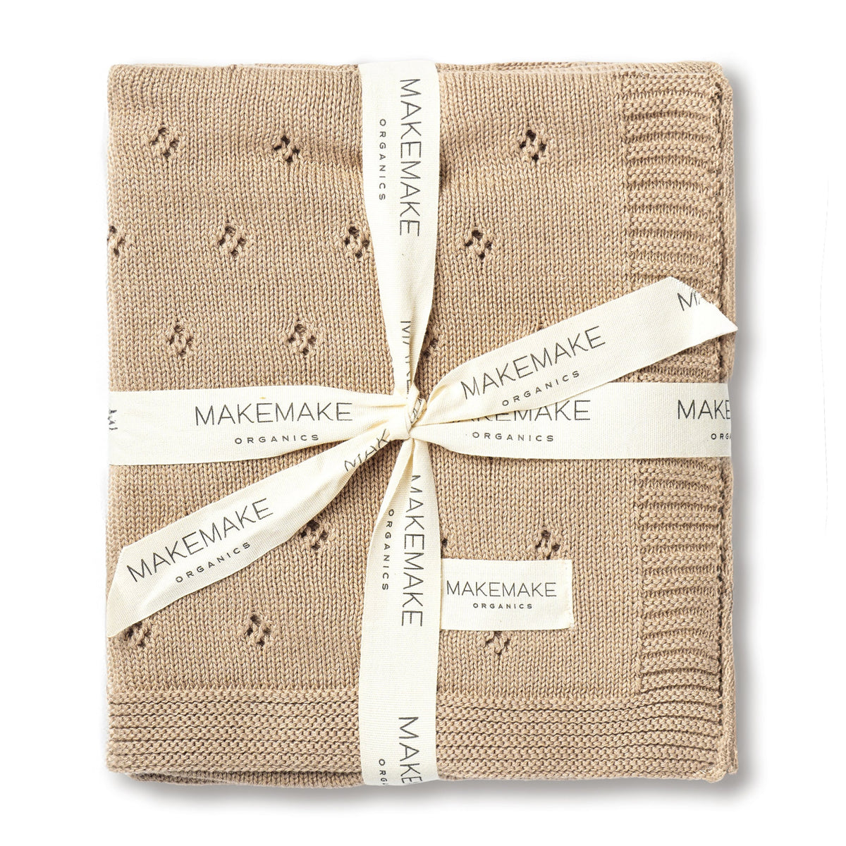Sand Organic Cotton Pointelle Baby Knit Blanket
