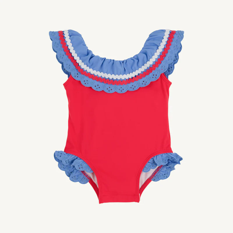 The Beaufort Bonnet Company - Sandy Lane Swimsuit - Richmond Red/Barbados Blue