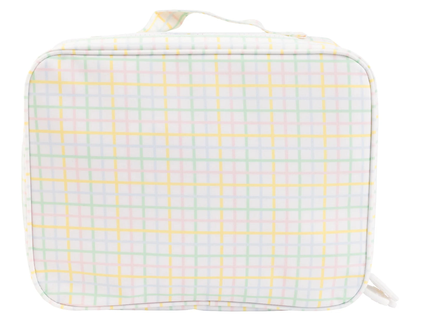 Apple of My Isla lunchbox featuring colorful design with fruit illustrations, perfect for kids' packed meals.