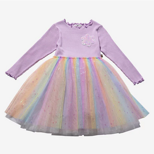 Petite Hailey - Purple Daisy Ombre Tutu Dress