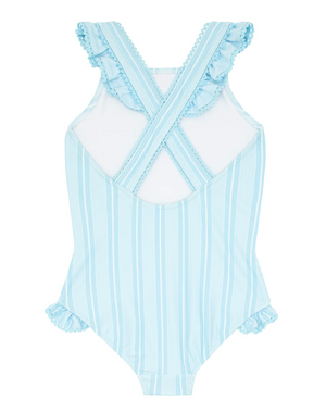 Minnow - Girls Pacific Blue Crossover One Piece