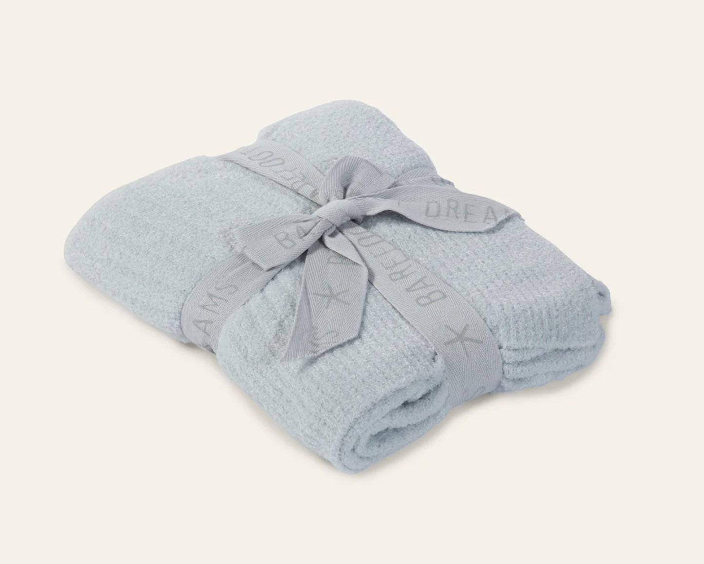Soft blue Barefoot Dreams Cozychic Lite ribbed baby blanket, cozy and gentle for infants, with a textured ribbed design.