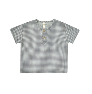 Quincy Mae - Blue Gingham Henry Top