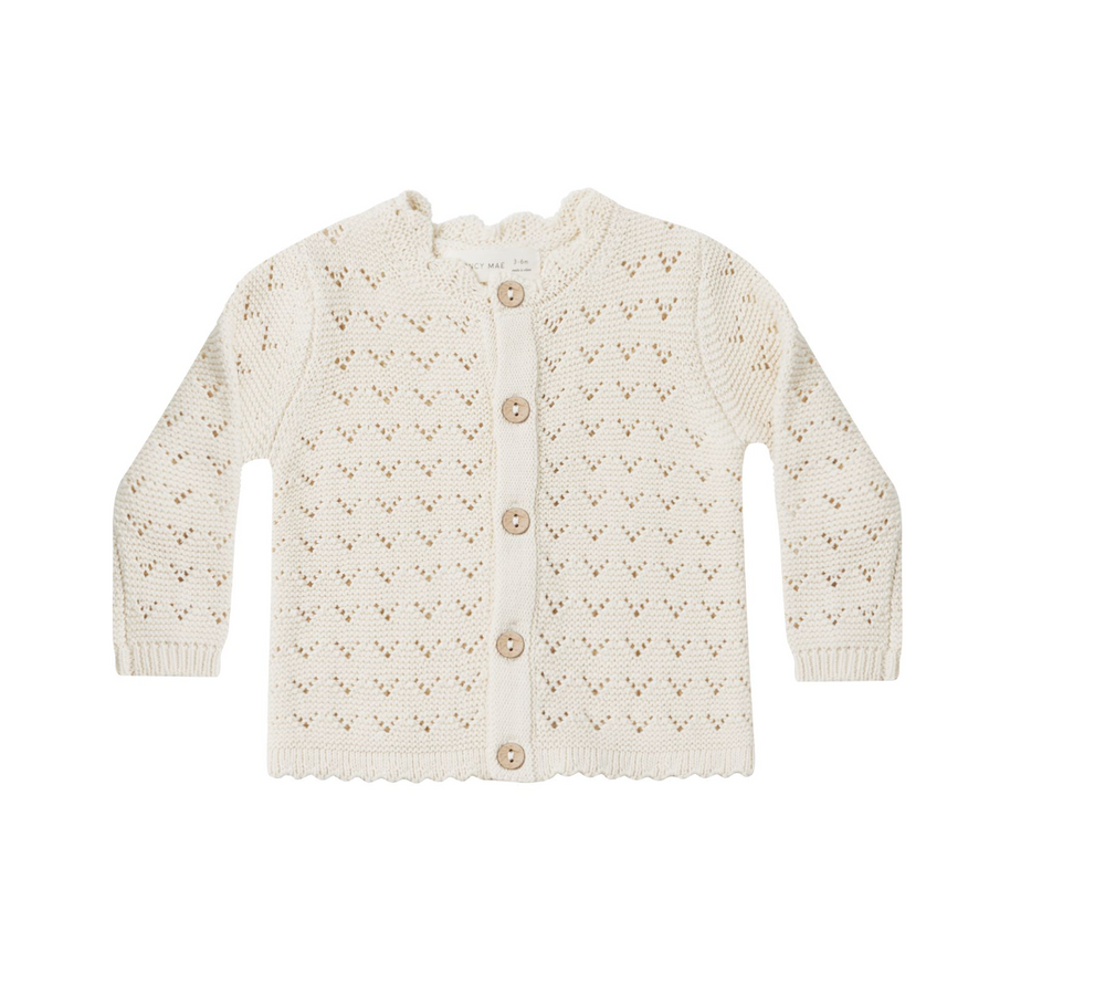 Quincy Mae - Natural Scalloped Cardigan