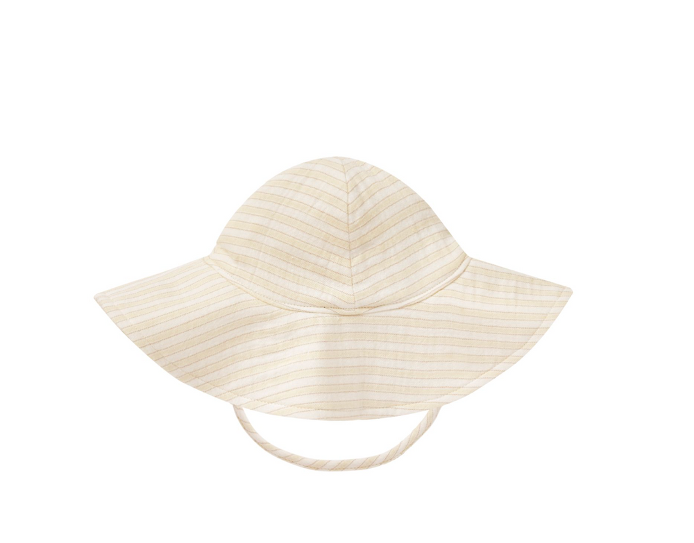 Quincy Mae- Yellow Stripe Woven Sun Hat