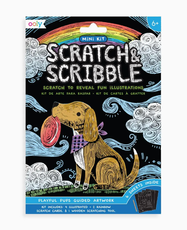 Ooly - Mini Scratch & Scribble Art Kit - Playful Pups
