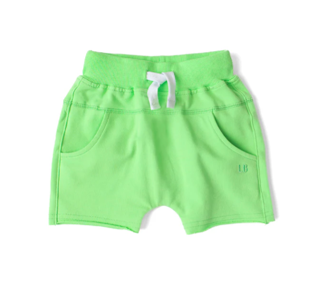 Little Bipsy - Electric Green Raw Edge Harem Shorts