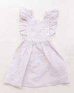 Little Paper Boat - Mae Linen Dress in Tan/White Stripe