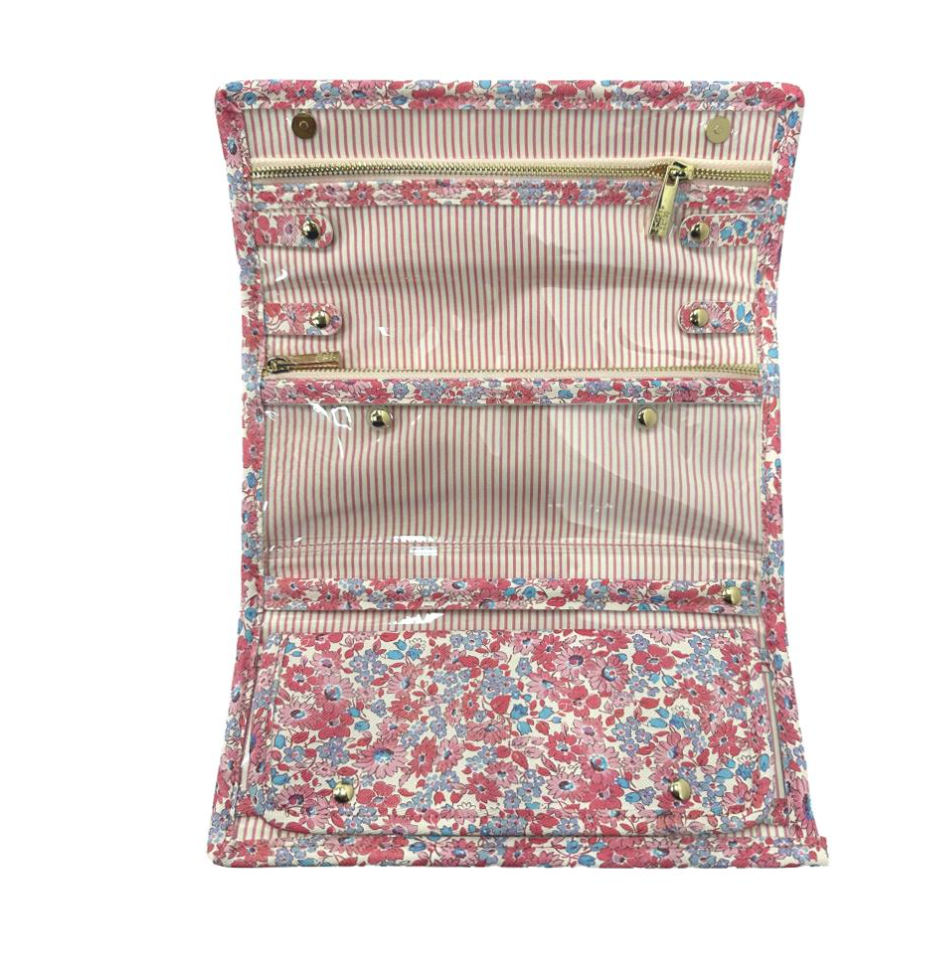 TRVL Design - Luxe Jewelry Wallet Marseille with Pink Pinstripe Liner