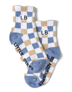 Little Bipsy- Sock 3 Pack- Beige/Sky Blue/Check