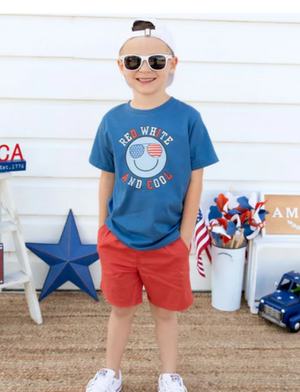 Sweet Wink - Red, White, and Cool Patriotic Smiley SS T-Shirt