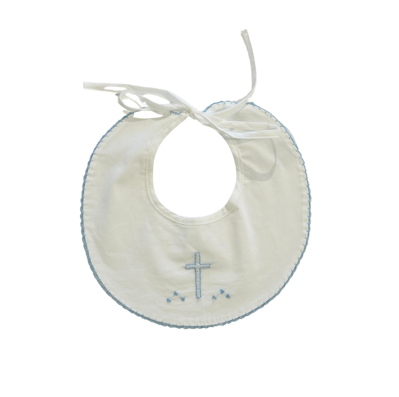 Baby Sen - White Bib - Blue Cross
