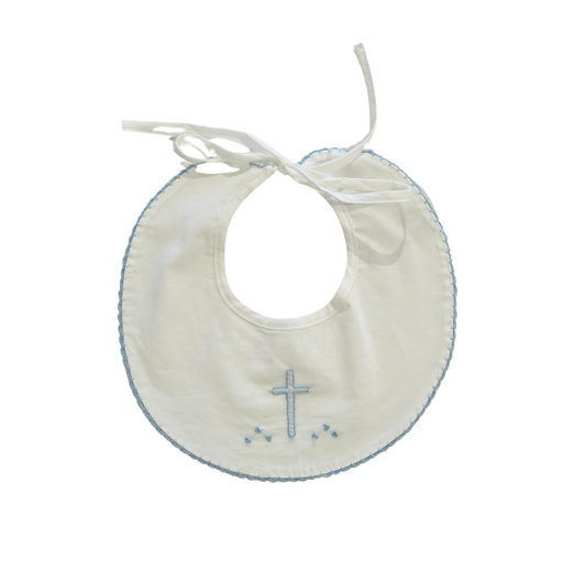Baby Sen - White Bib - Blue Cross