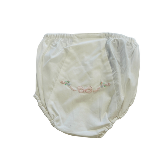 Baby Sen - White Landon Diaper Cover - Bow
