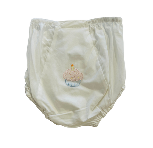 Baby Sen - White Landon Diaper Cover - Cupcake