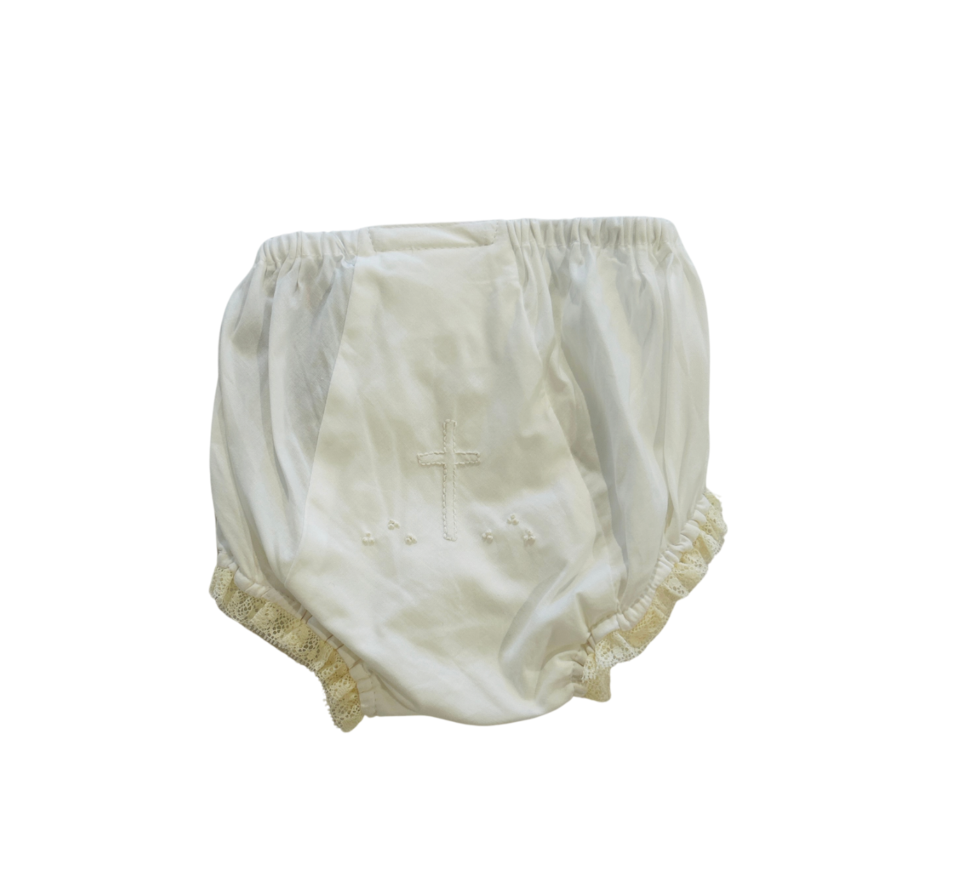Baby Sen - White Landon Diaper Cover - Ecru Cross