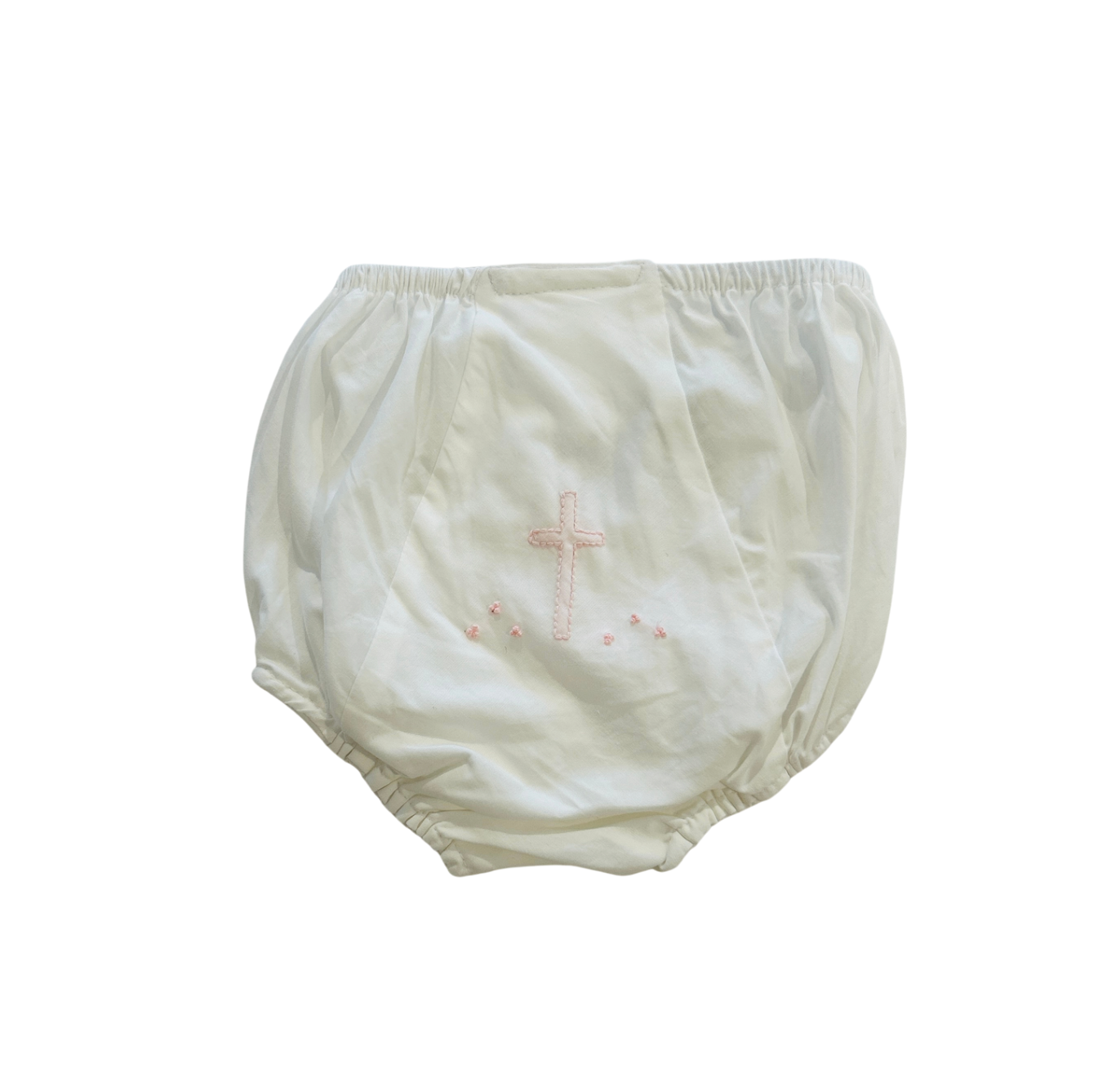 Baby Sen - White Landon Diaper Cover - Pink Cross