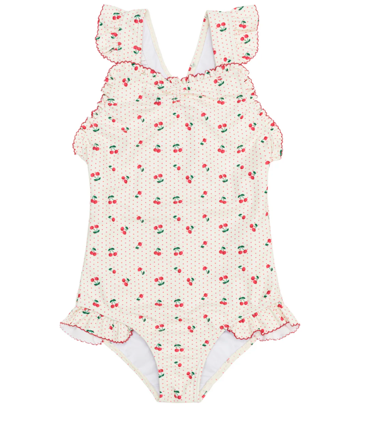 Minnow - Girls Summer Cherries Ruffle Edge One Piece